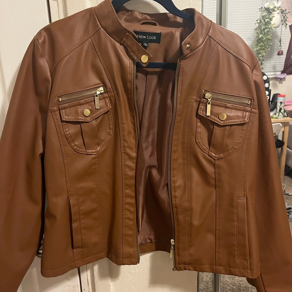 New Look Brown Leather Jacket Moto